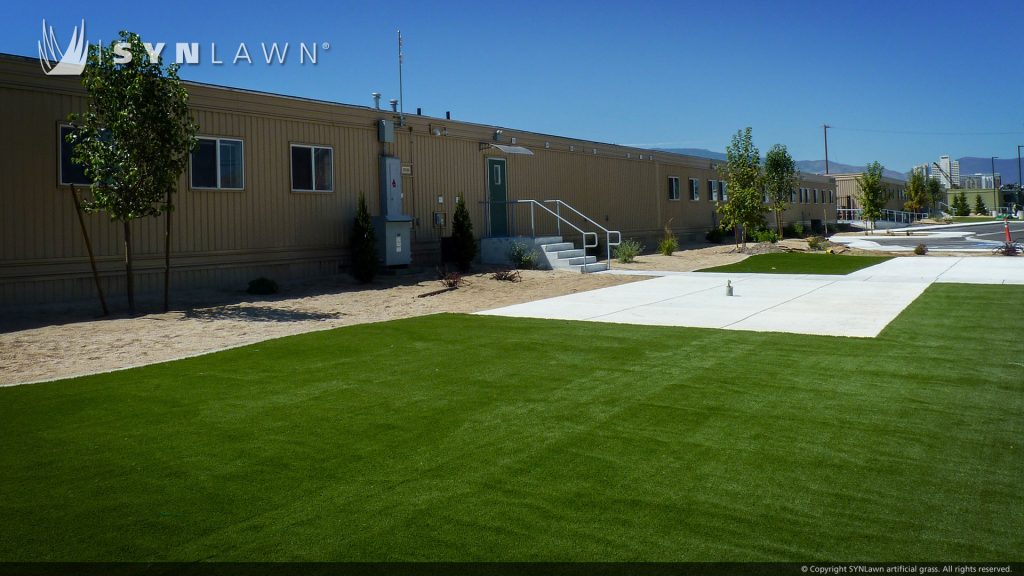 image of synlawn artificial grass at the sage street village dorm-style living community reno nevada