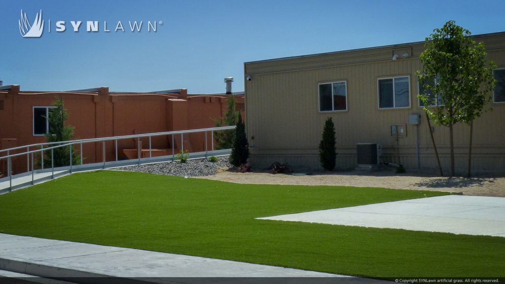 image of synlawn artificial grass at the sage street village dorm-style living community reno nevada