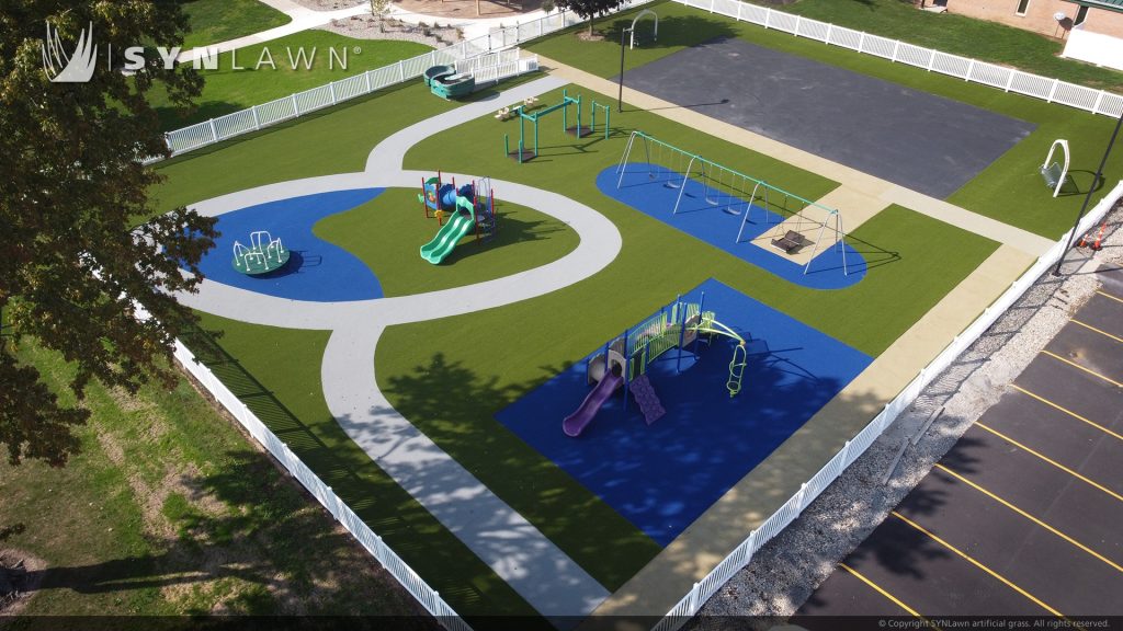 image of SYNLawn artificial grass at Blanchard Valley Center Playground for Residents with Developmental Disabilities in Northeast Ohio