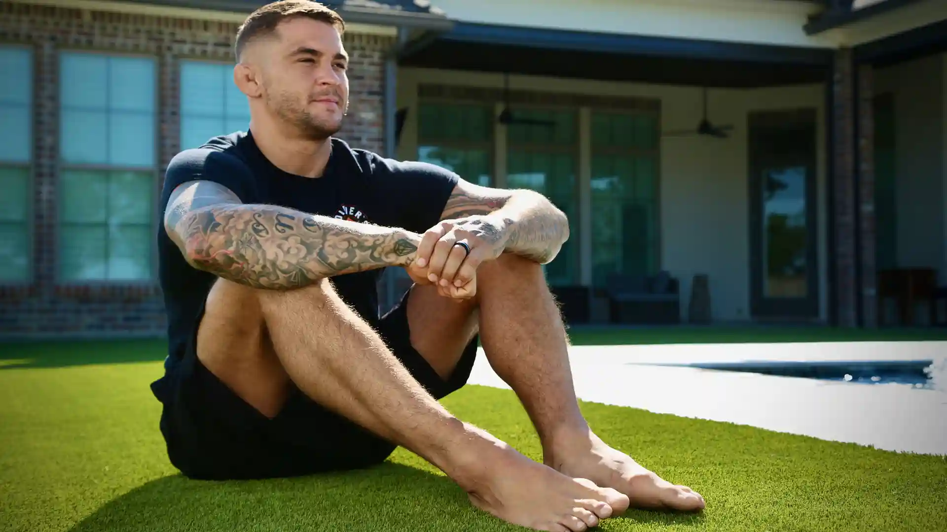 image of MMA fighter Dustin the Diamond Poirier training on SYNLawn artificial grass