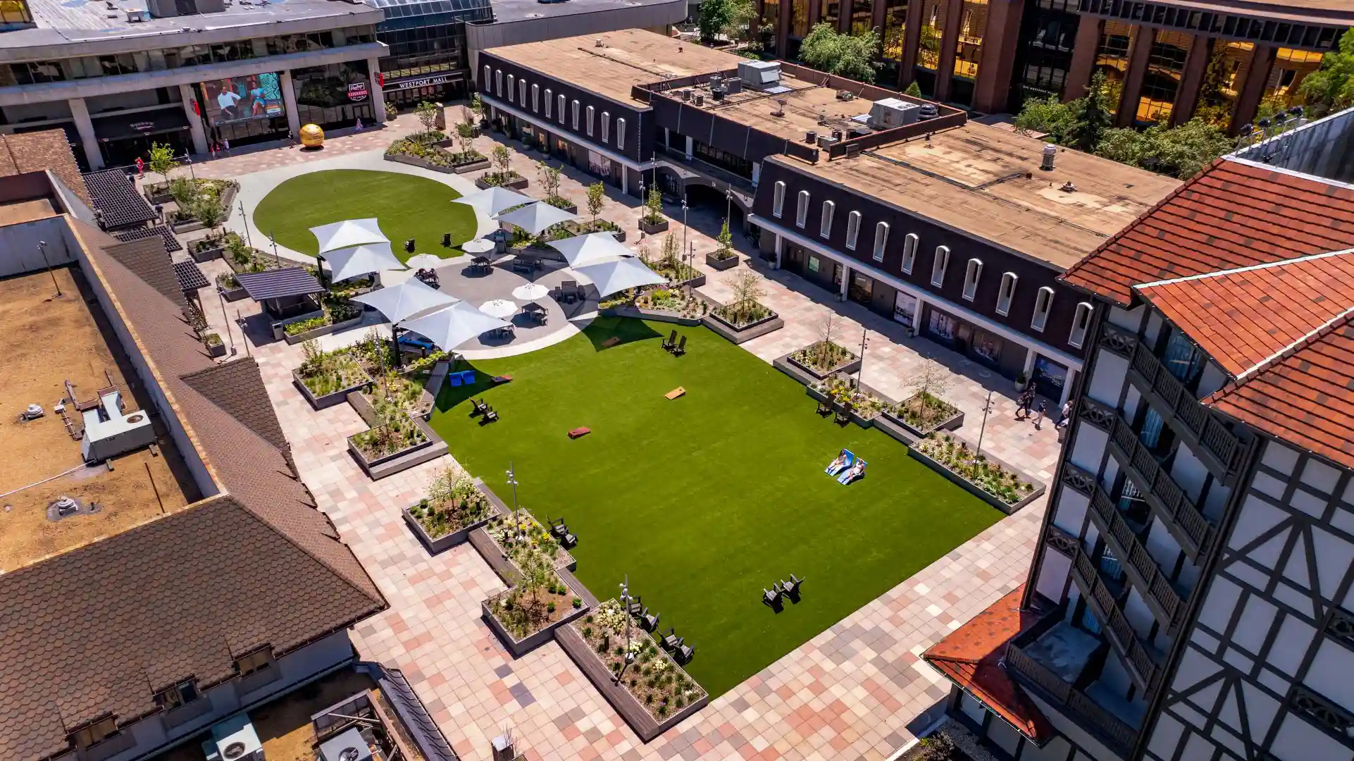 image of synthetic turf at west port entertainment plaza in saint Louis Missouri