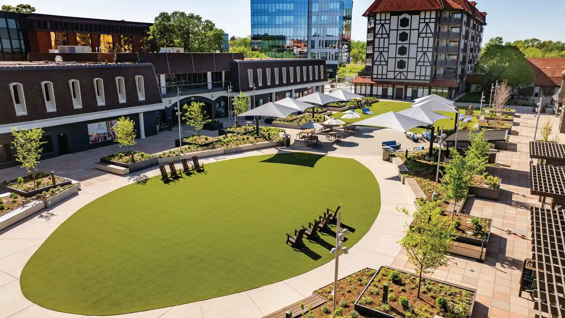 image of synthetic turf at west port entertainment plaza in saint Louis Missouri