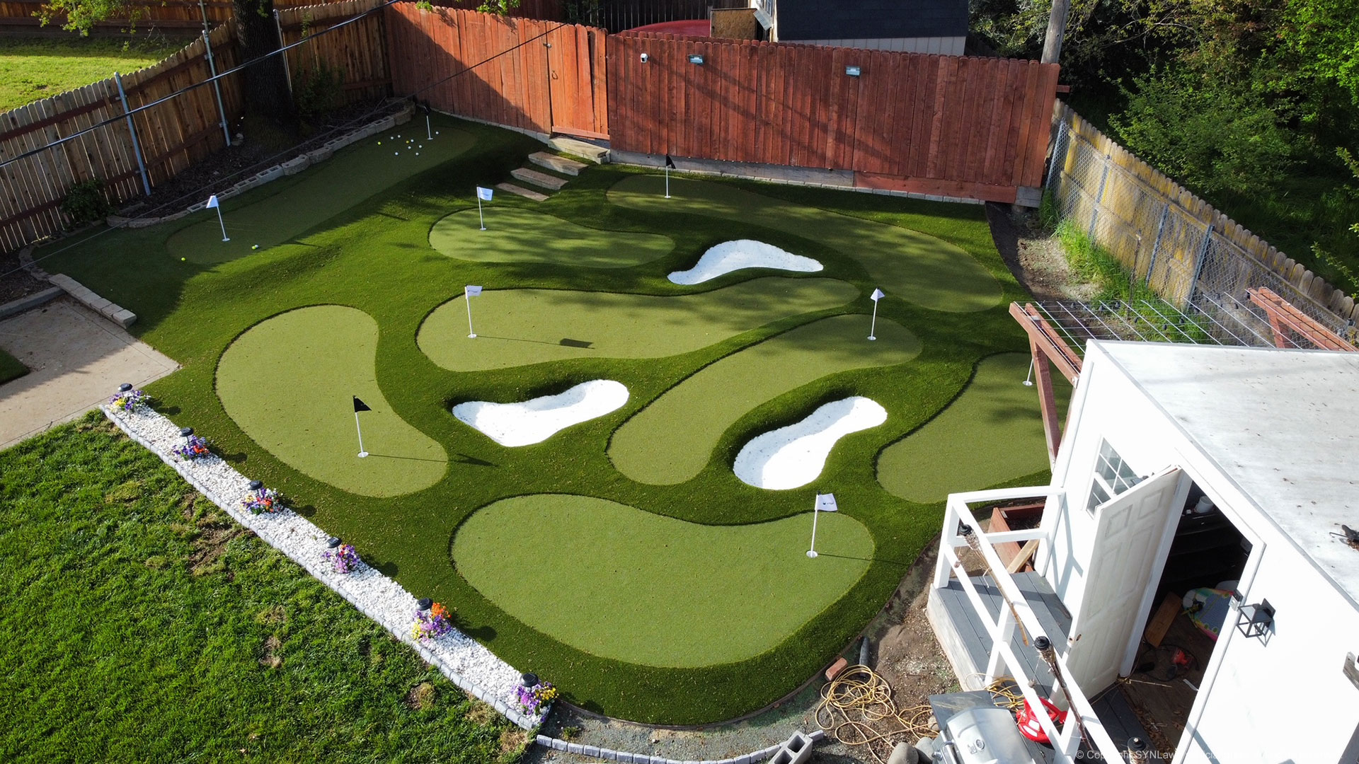 image of Eight custom putting greens by SYNLawn in Sacramento California