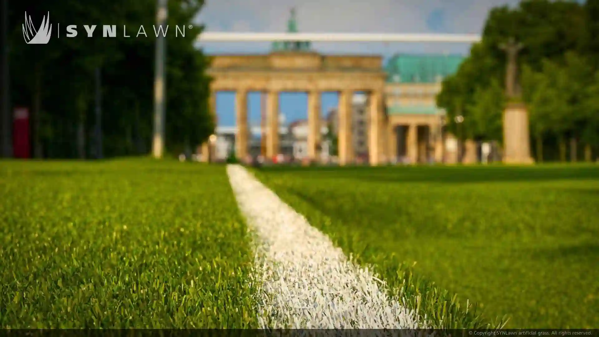 image of SYNLawn artificial grass event turf at the Brandenburg Gate Berlin for the EUFA Euro 2024 Premier Championship Tournament