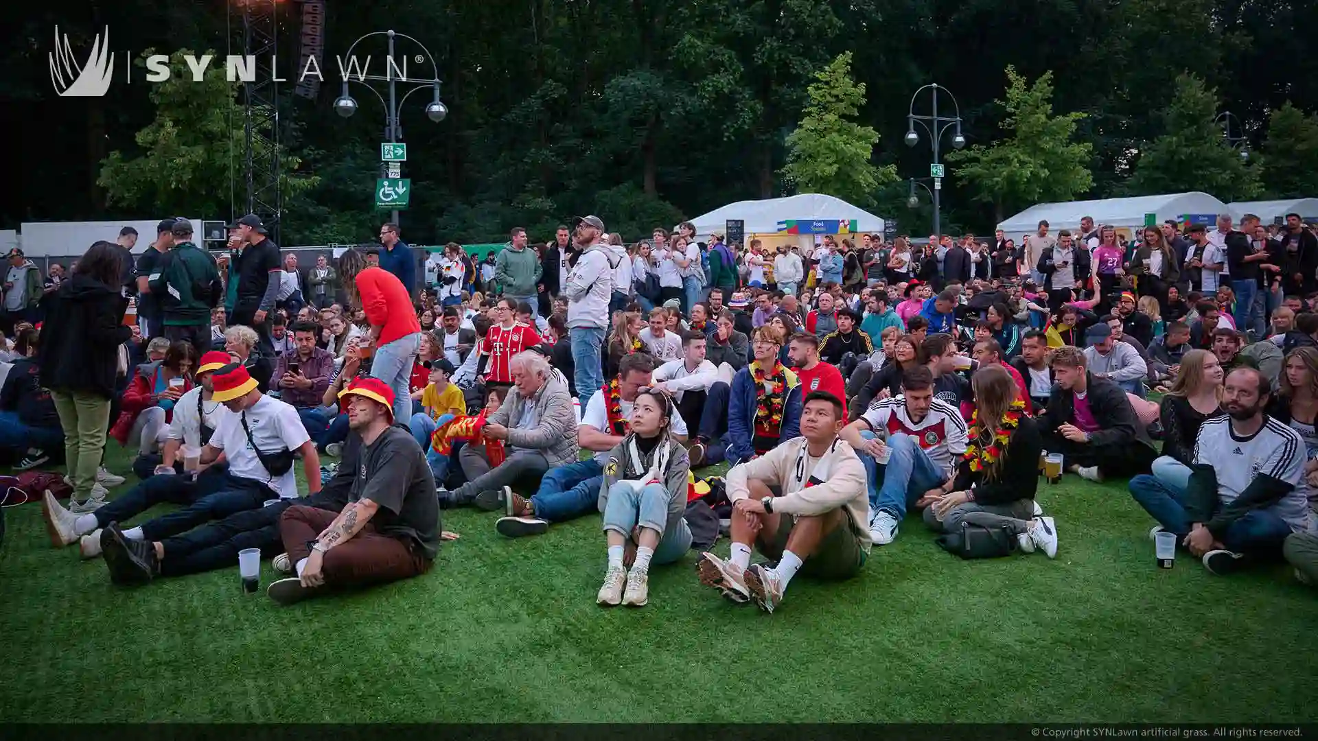 image of SYNLawn artificial grass event turf at the Brandenburg Gate Berlin for the EUFA Euro 2024 Premier Championship Tournament